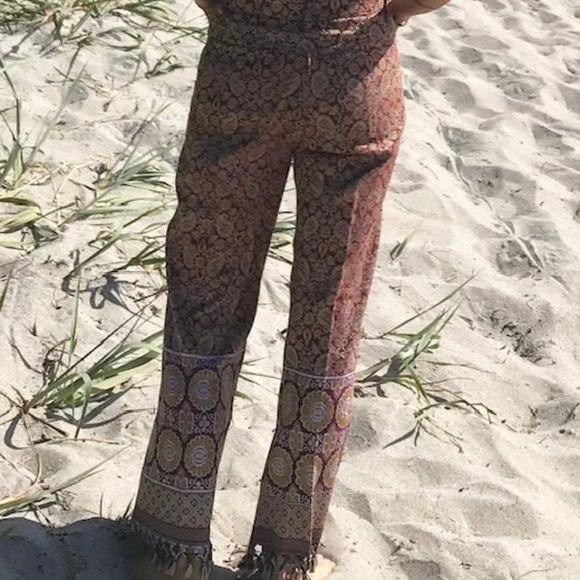 Silk Brocade Fringed Pants - Picture 3 of 5